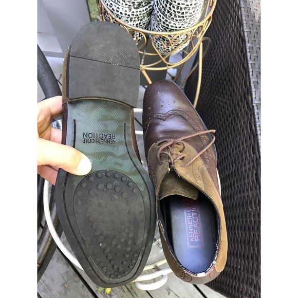 Kenneth Cole REACTION Men Trick Play Wing Tip Oxford brown leather 7.5 Shoes main image 5